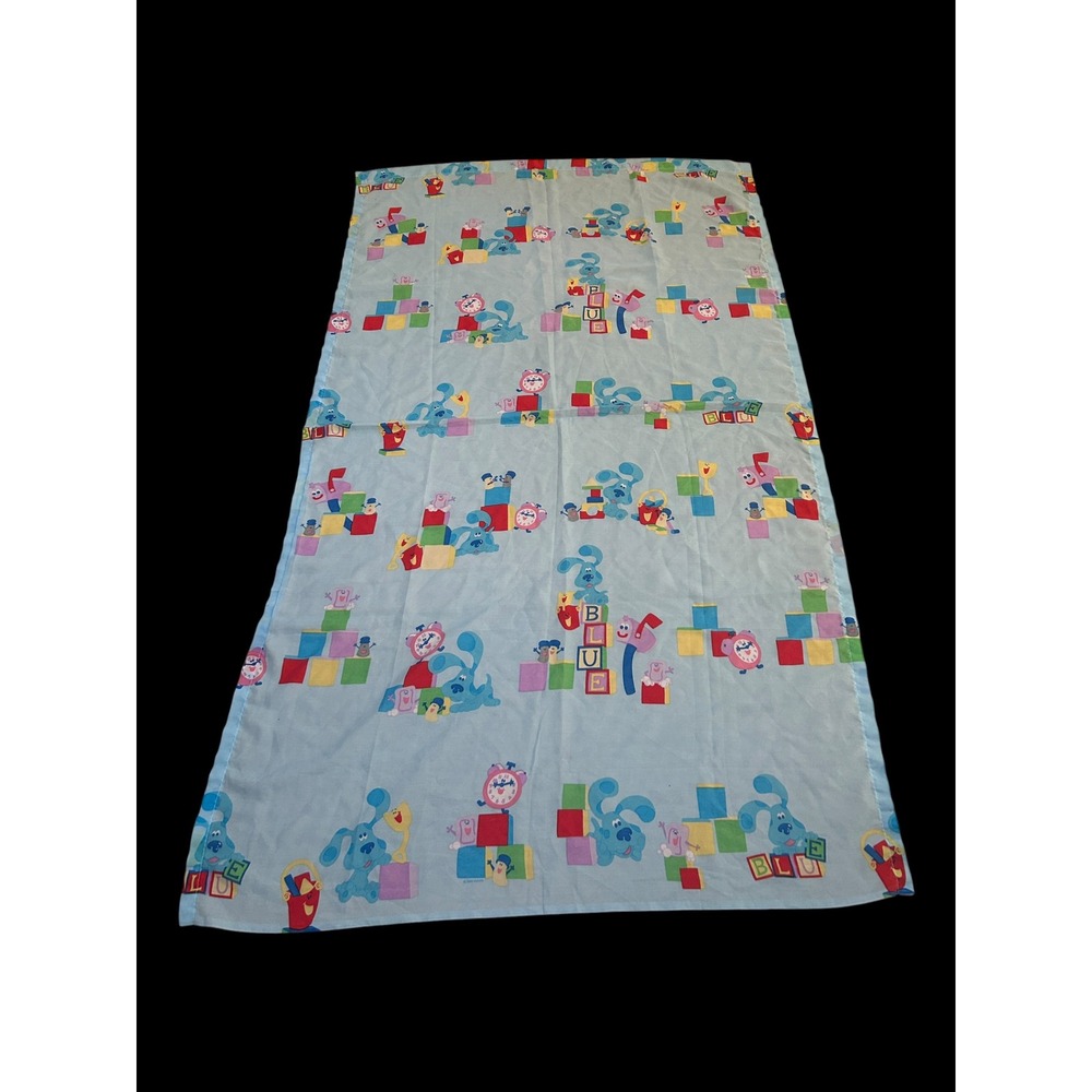 Vintage Blues Clues Flat Sheet Twin Blue Nick Jr Dan River Made in USA 90s Kids